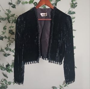 Vintage Black Velvet Crop Blazer